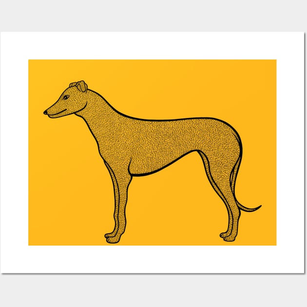 Greyhound - hand drawn detailed dog lovers animal design Wall Art by Green Paladin